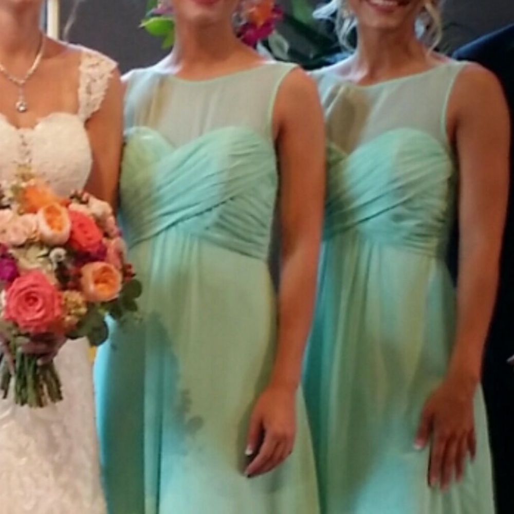 Alfred Angelo A-line/Princess Floor length Chiffon Mint dress -size 2